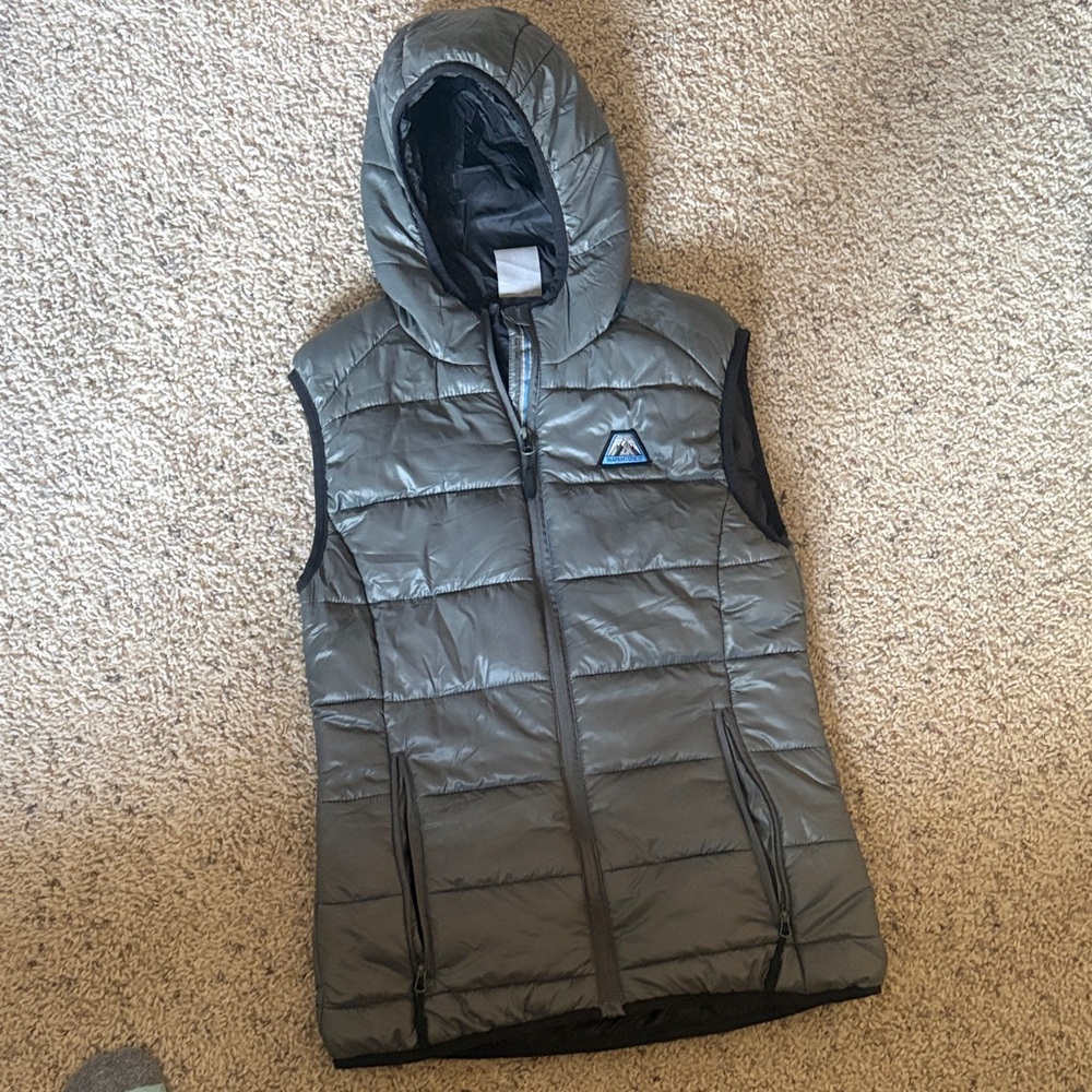 Kids Gray Hooded Puffer Vest